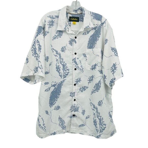 Cabela's Other - Cabela’s Men's Button Up Shirt Size XL Blue Leaf Pattern Camp Modal Outdoor